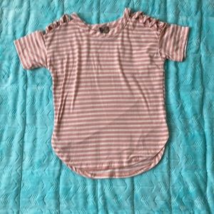 Super comfy pink and white striped shirt